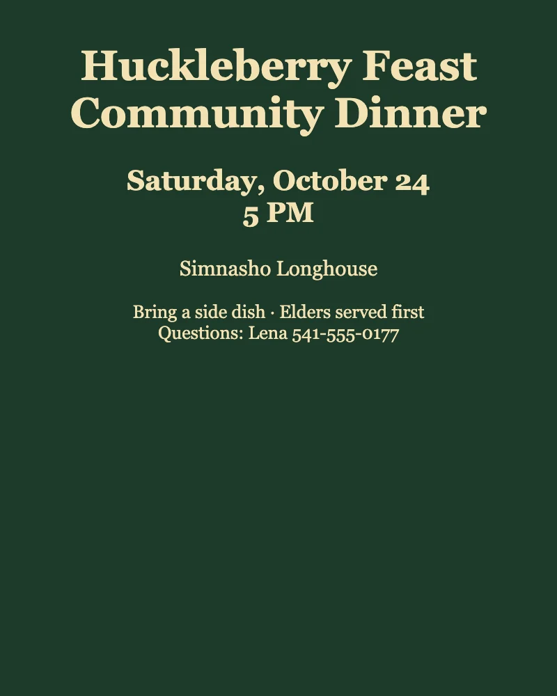 Huckleberry Feast Community Dinner